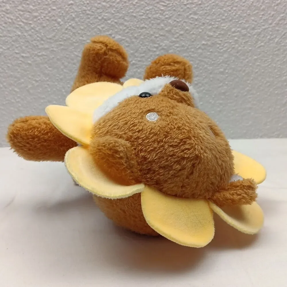 Sunflower Bear Plush Sitting Tan Cub Yellow Petals Amusing Stuffed Animal